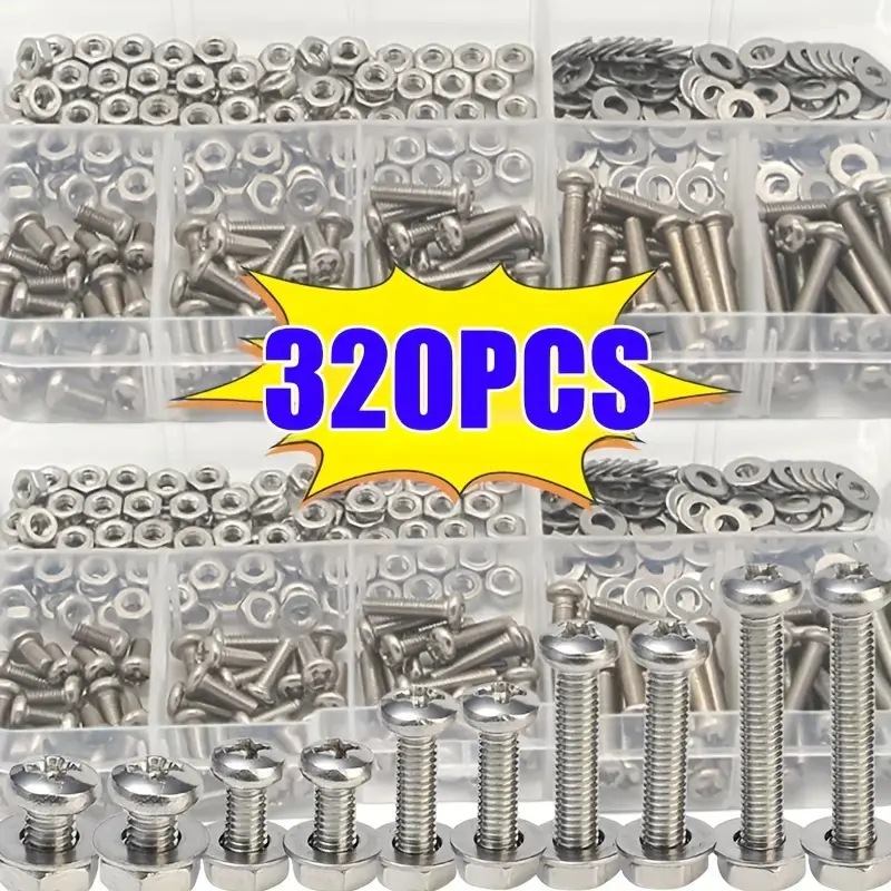 Furniture Hardware Kit - 320 шт. набор шестигранных гаек и