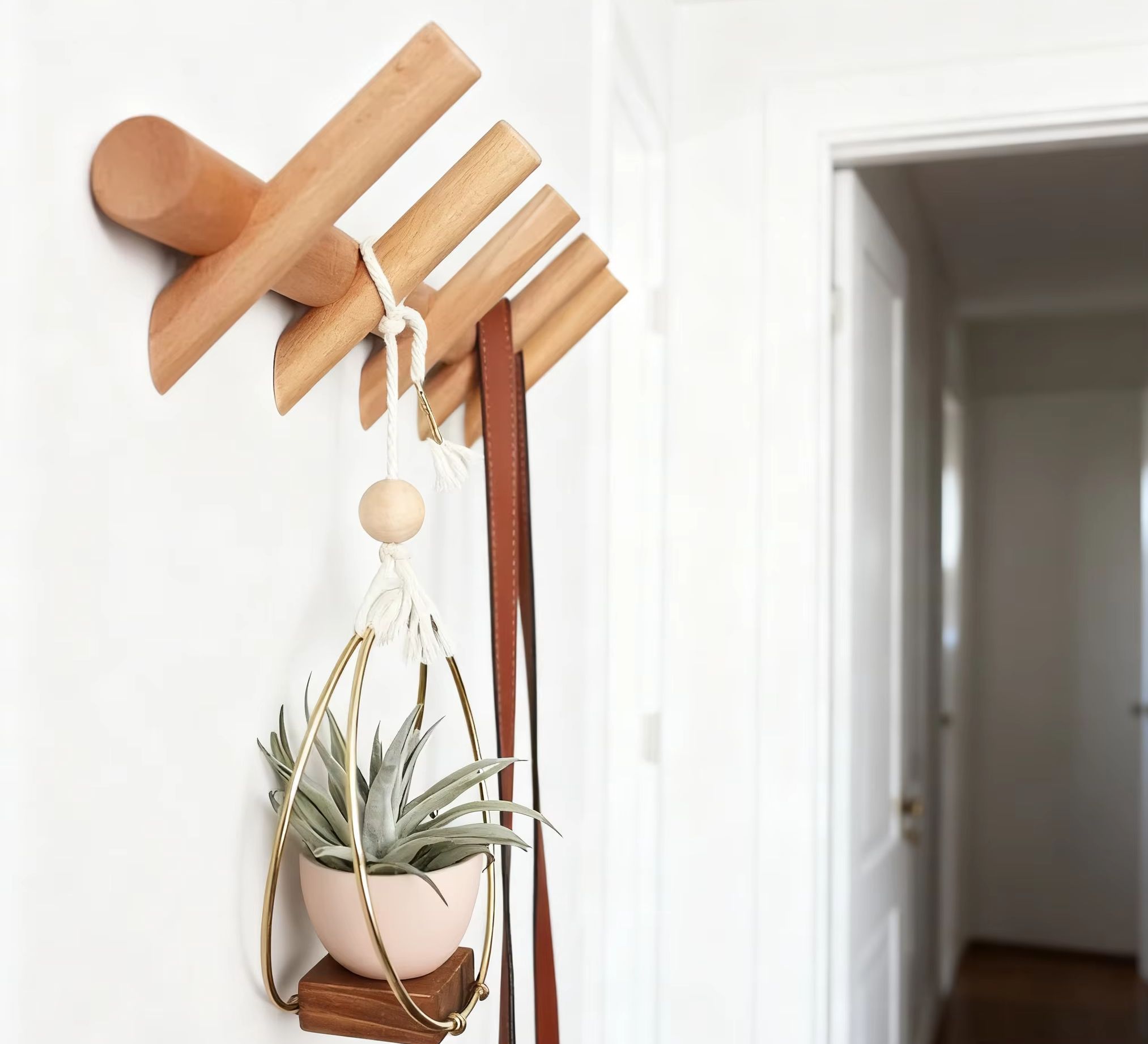 Furniture Hook Hardware - Скандинавская вешалка из цельного дерева с