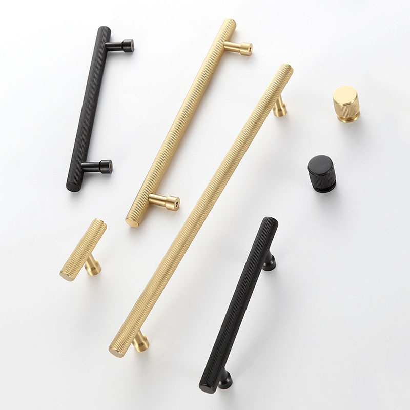 Furniture Rotating Hardware - Золотисто-черные латунные ручки-рейки с прямой линией