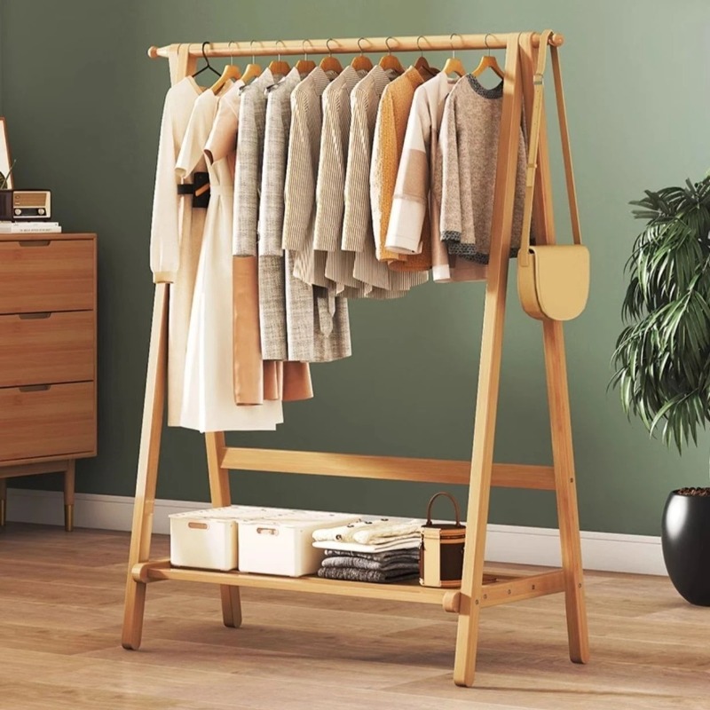 Furniture Hook Hardware - Простая бамбуковая двухслойная вешалка для одежды,