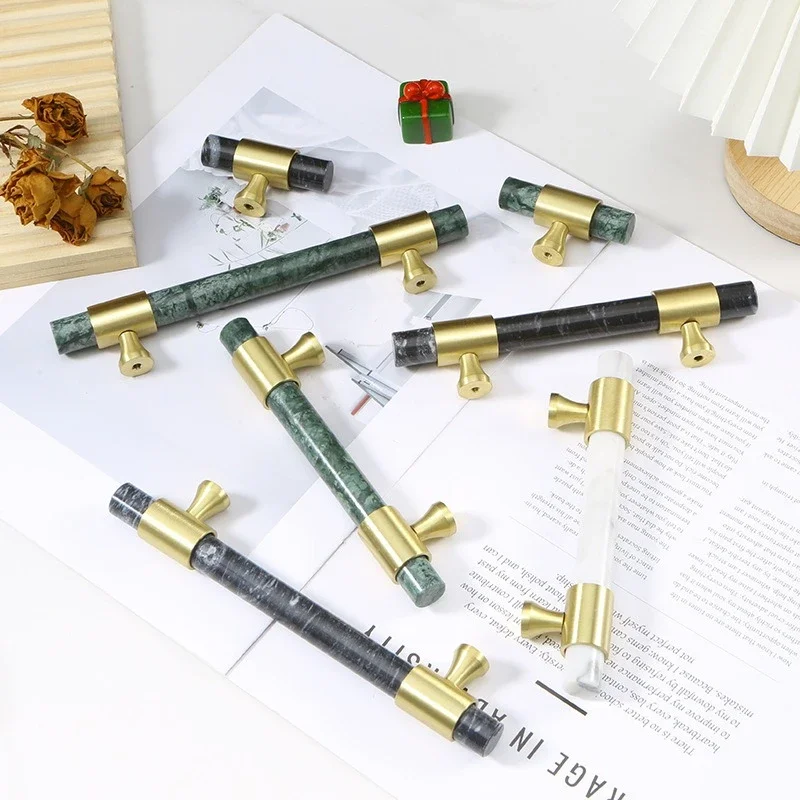 Furniture And Hardware Supplies - 1 шт. Мраморная латунная ручка в