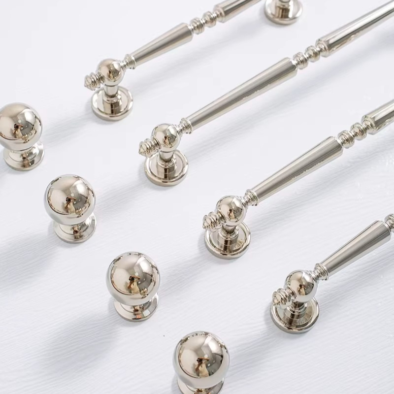 Furniture Hardware High End - Французская антикварная ручка для шкафа, титаново-серебристая,